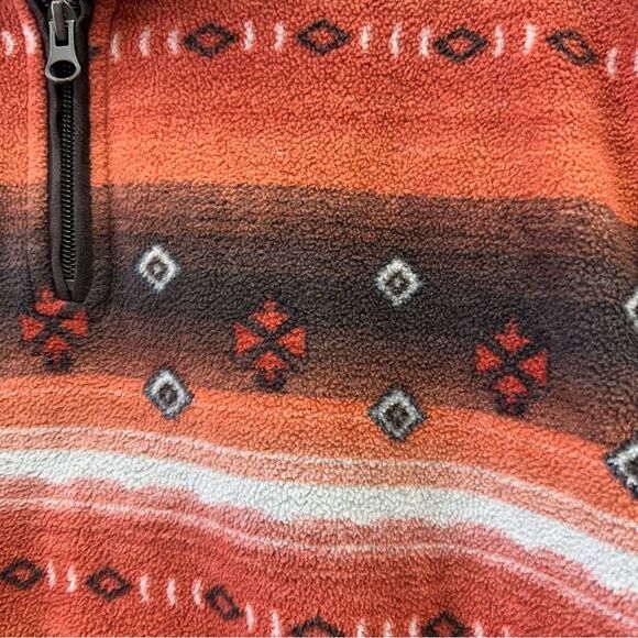 Outback Trading Company Orange Brown Cream Fleece Jacket 1/4 zip women's xl - Picture 2 of 4